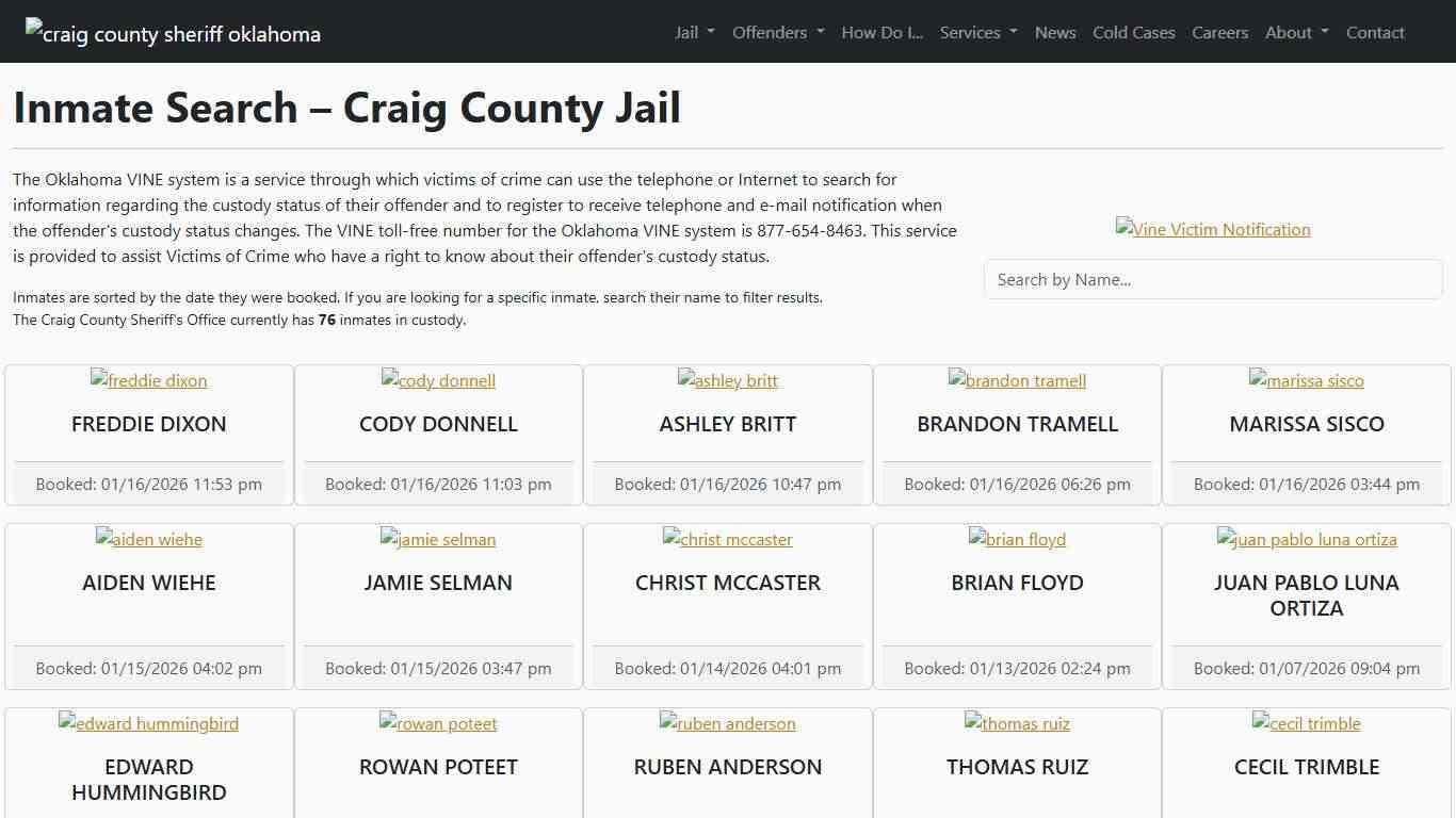 Inmate Search | Craig County Sheriff's Office