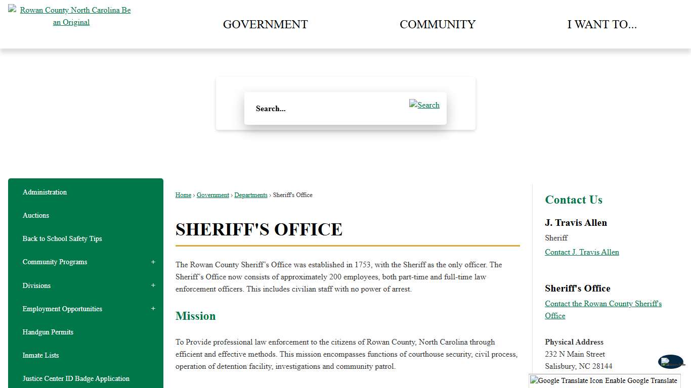 Sheriff's Office | Rowan County